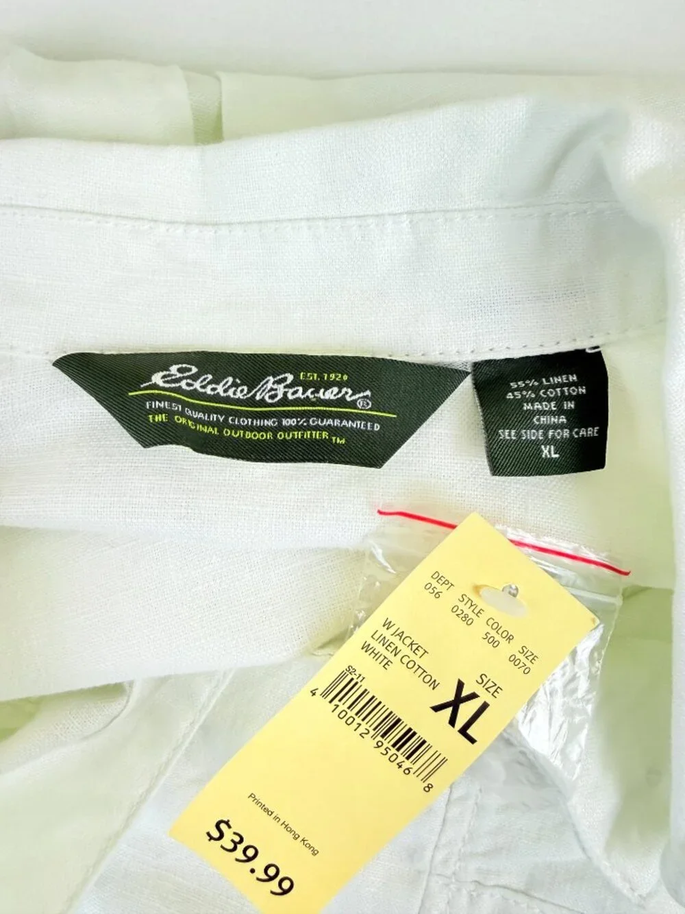 NWT Eddie Bauer Linen Cotton Utility Jacket Size XL